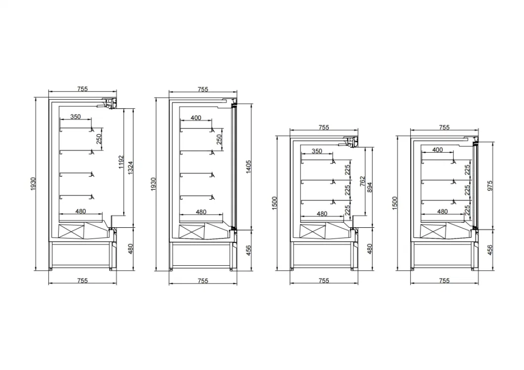 Multideck Display Case Open Chiller for Supermarket Air Cooling Display Beverage/Fruit/Milk