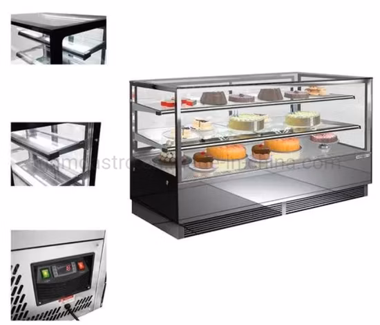 ミラーフロントスクエアガラスケーキディスプレイショーケース